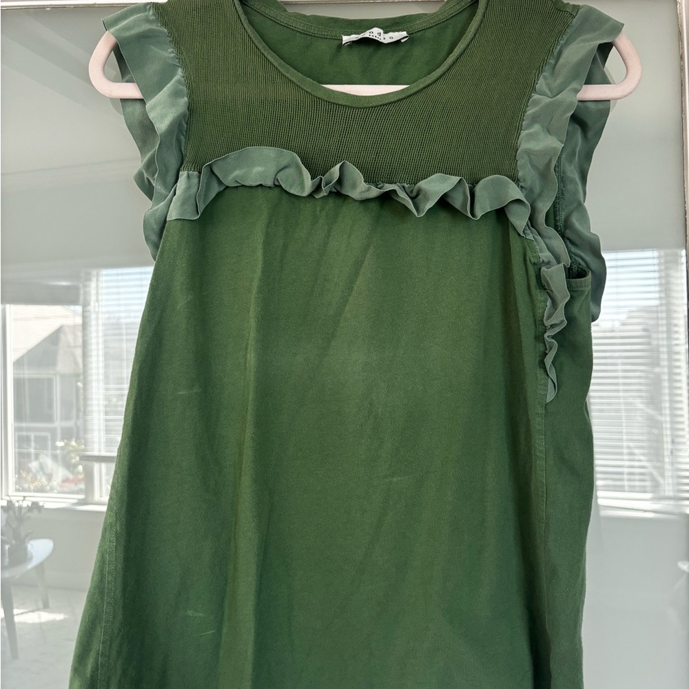 Green Ruffle Sleeveless Top